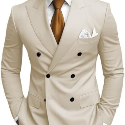 Mens Tailored Two-Piece Formal Suit With Double-Breasted Jacket