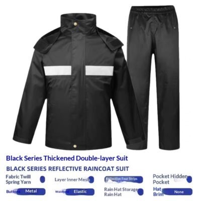 Outdoor Split-Style Reflective Rain Jacket And Rain Pants Set