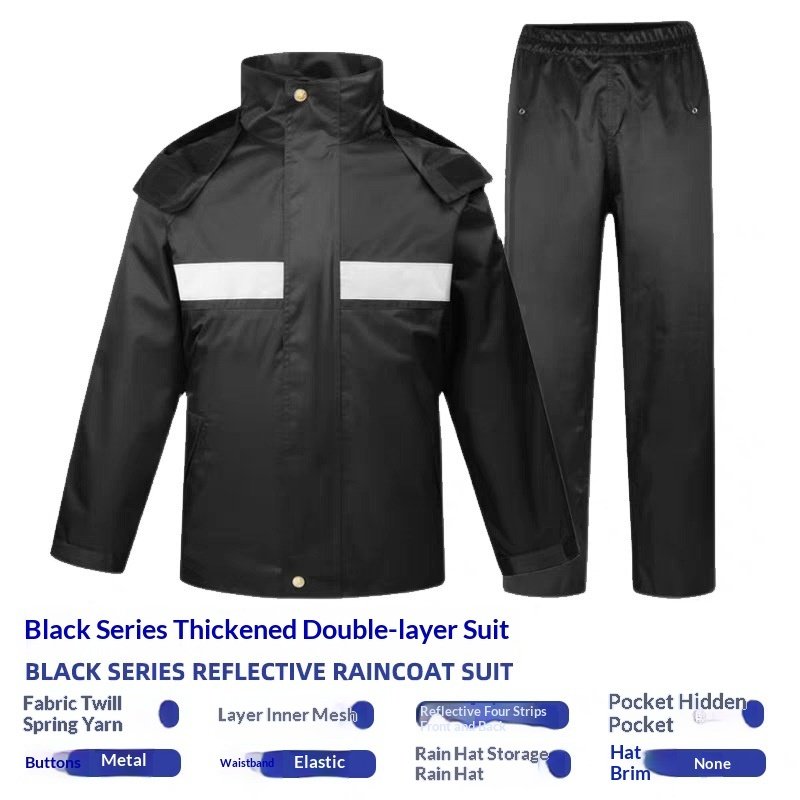 Outdoor Split-Style Reflective Rain Jacket And Rain Pants Set