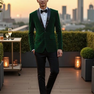Mens Youth Suede Stage Performance Suit Set