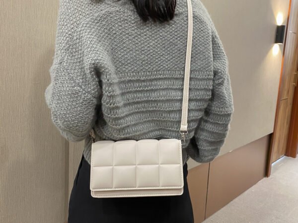 A small square bag with one shoulder and cross body