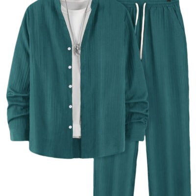 Solid-color Men's Casual Sport Two-piece Set