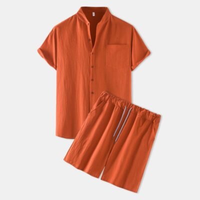 Men's Cotton-Linen Casual Loose-Fit Short-Sleeve Set