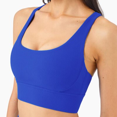 Ribbed Nude Beauty Back Cross Sports Bra