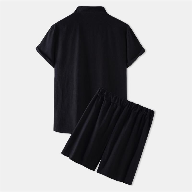 Men's Cotton-Linen Casual Loose-Fit Short-Sleeve Set