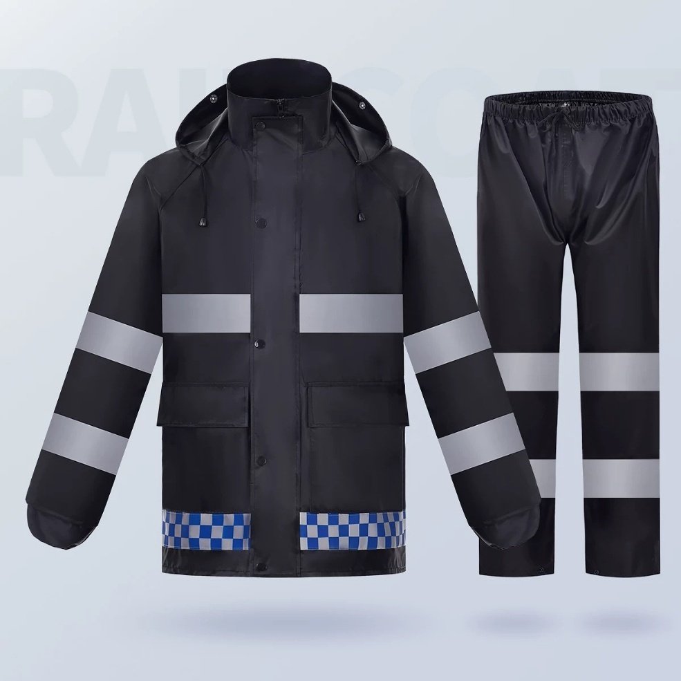 Outdoor Split-Style Reflective Rain Jacket And Rain Pants Set