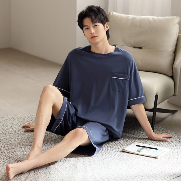 Men's Ice Silk Summer Short-Sleeve Shorts Thin Homewear Set
