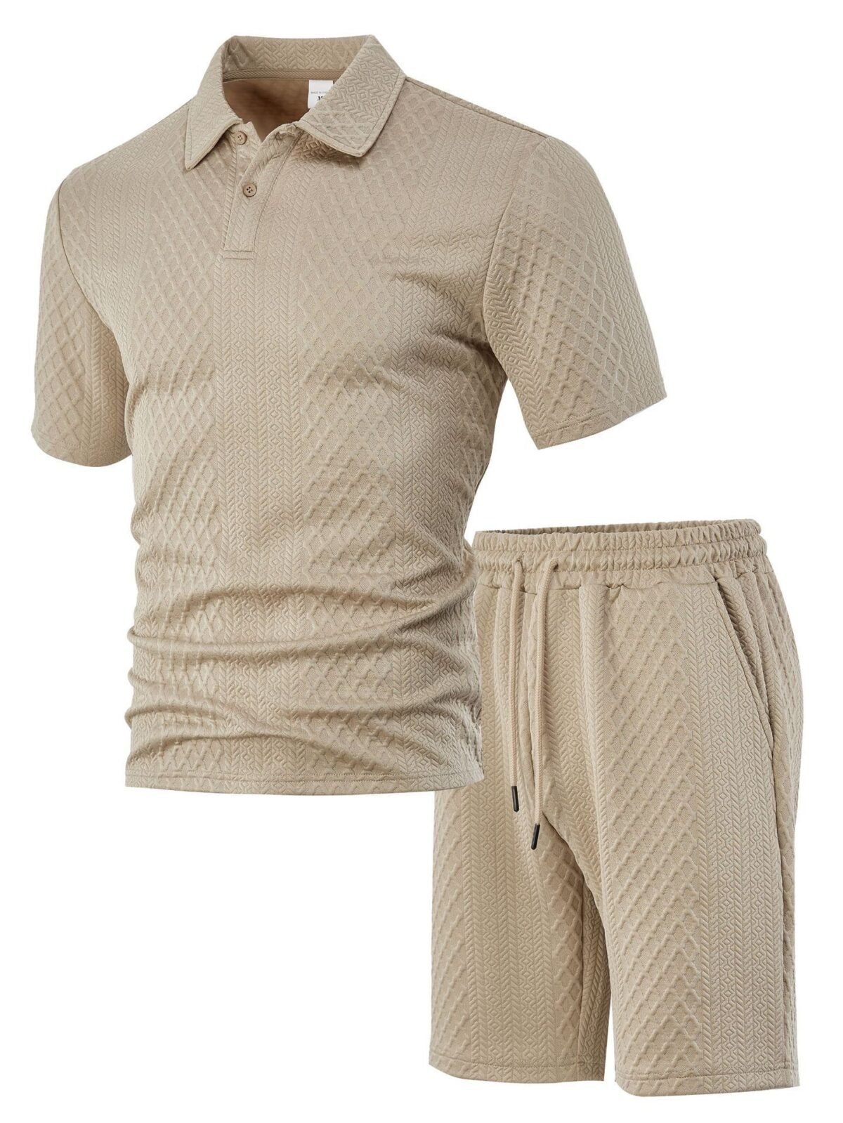 Men's Jacquard Polo Thin Collar Plaid Short-Sleeve Set