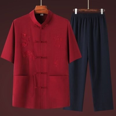 Men's Thin Casual New Chinese-style Short-sleeve Suit