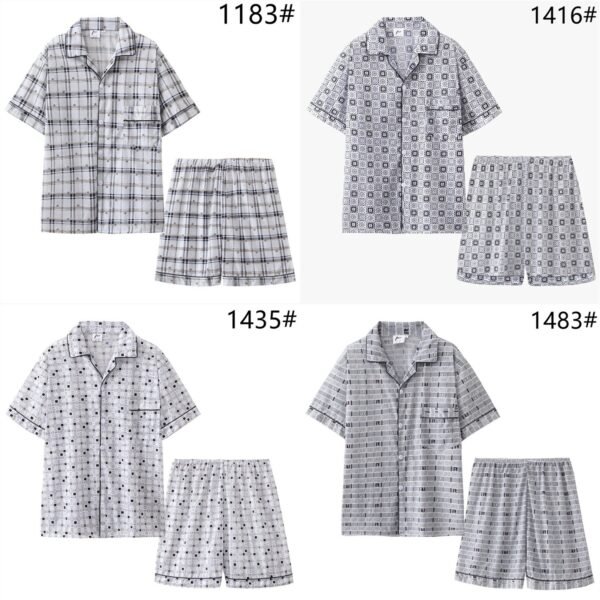 Summer Fashion Plaid Pajamas Mens Short-Sleeve Shorts
