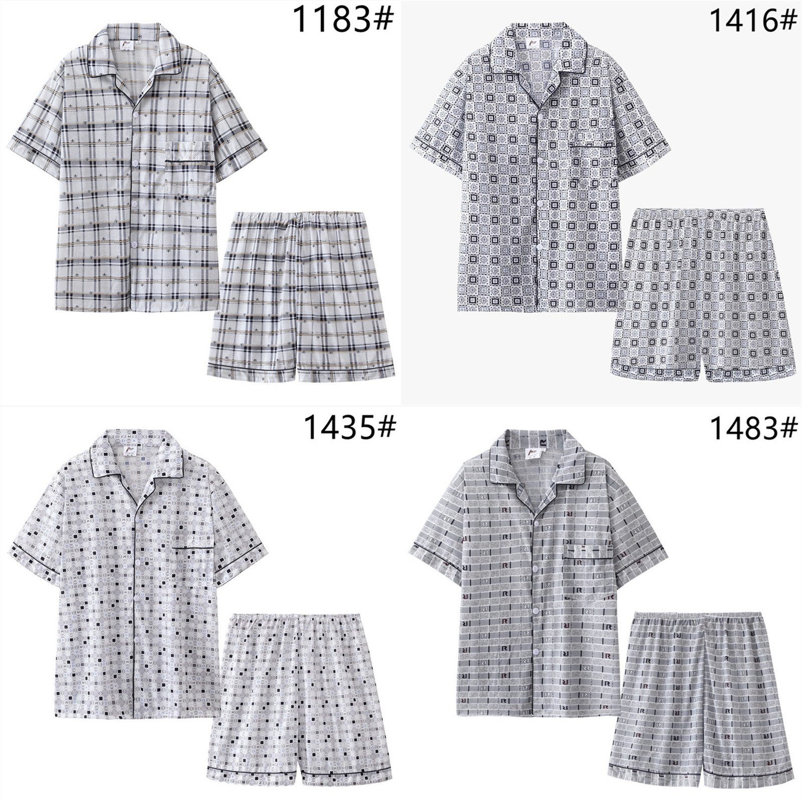 Summer Fashion Plaid Pajamas Mens Short-Sleeve Shorts