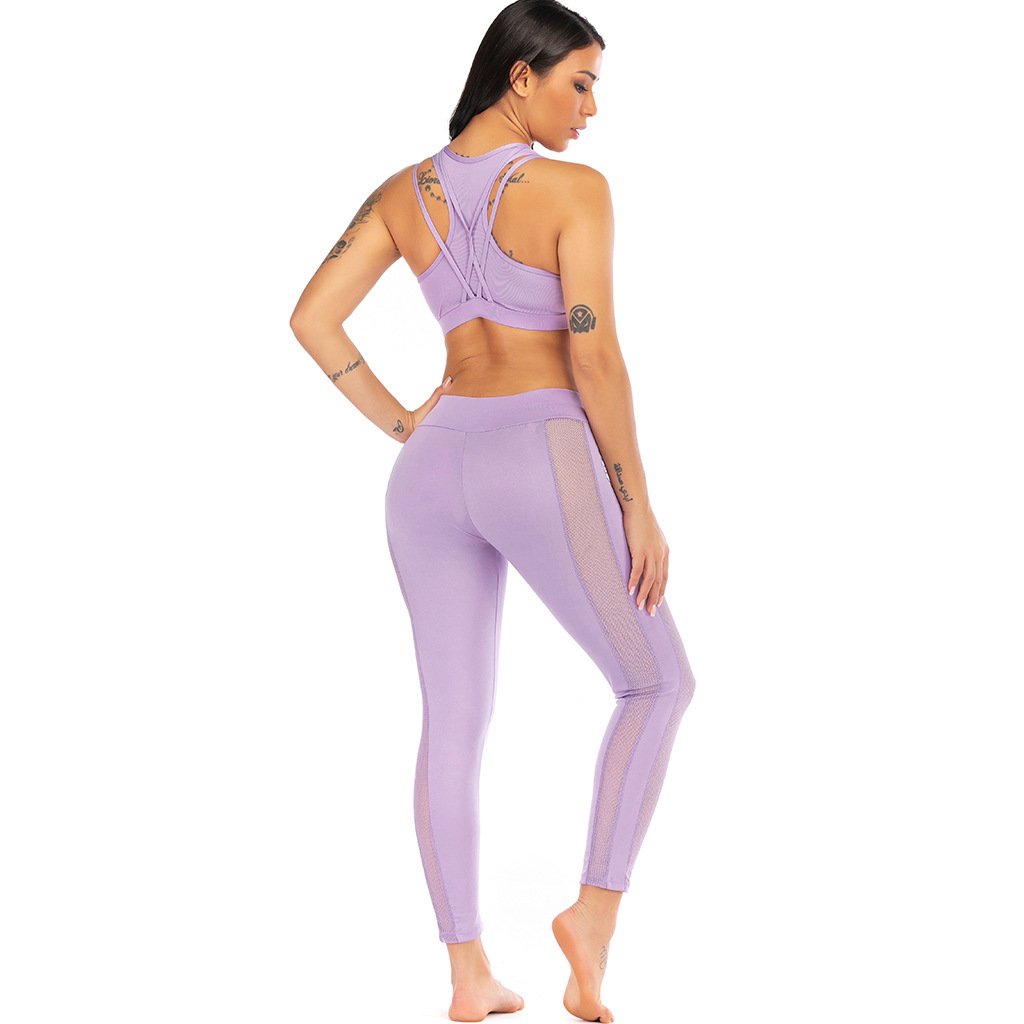 Cross shoulder strap hollow female yoga suit sports fitness