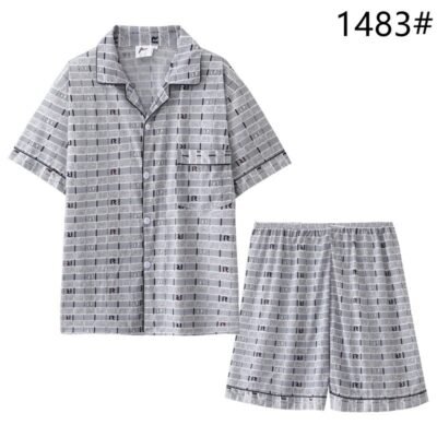 Summer Fashion Plaid Pajamas Mens Short-Sleeve Shorts