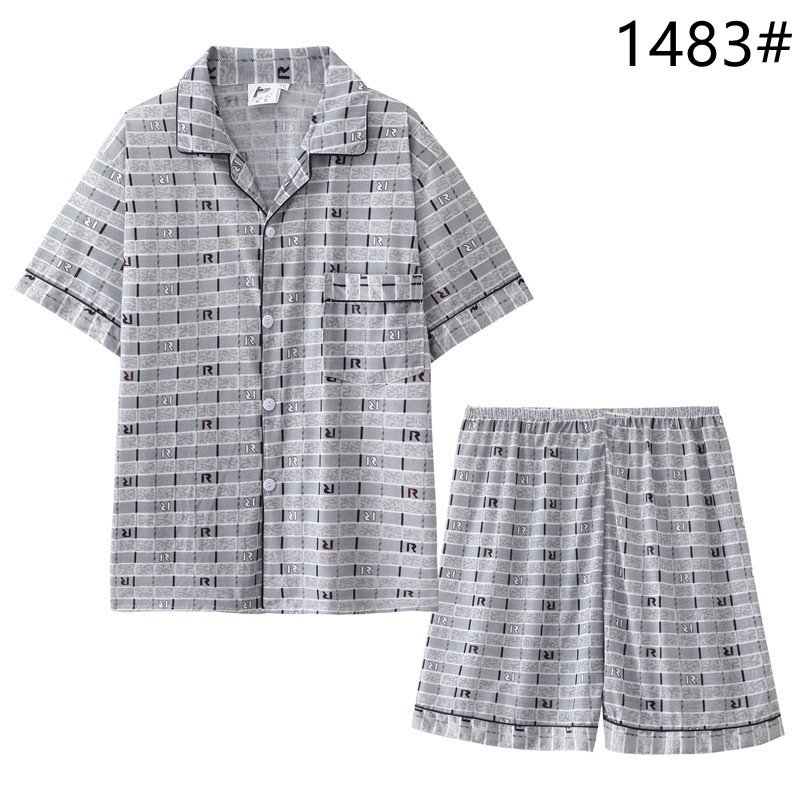 Summer Fashion Plaid Pajamas Mens Short-Sleeve Shorts