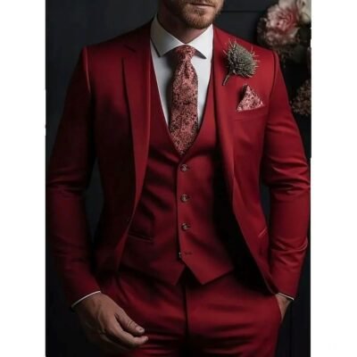 Men's Fashionable Casual Slim-Fit Three-Piece Suit