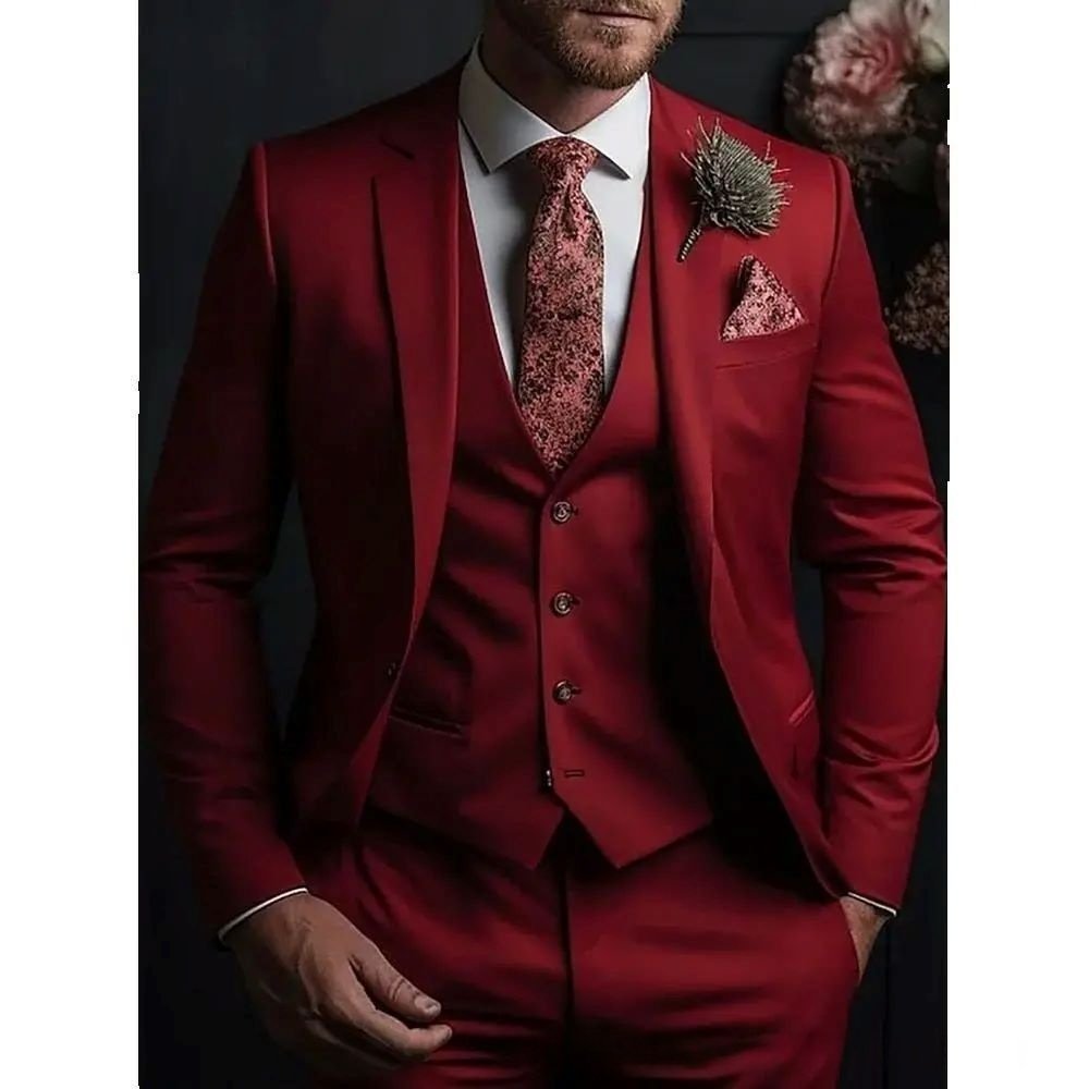 Men's Fashionable Casual Slim-Fit Three-Piece Suit