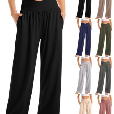Women's Cross Waist Yoga Pants Loose Trousers Sports Pants