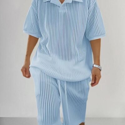 Casual Loose Short-Sleeve Top And Shorts Set Mens Clothing