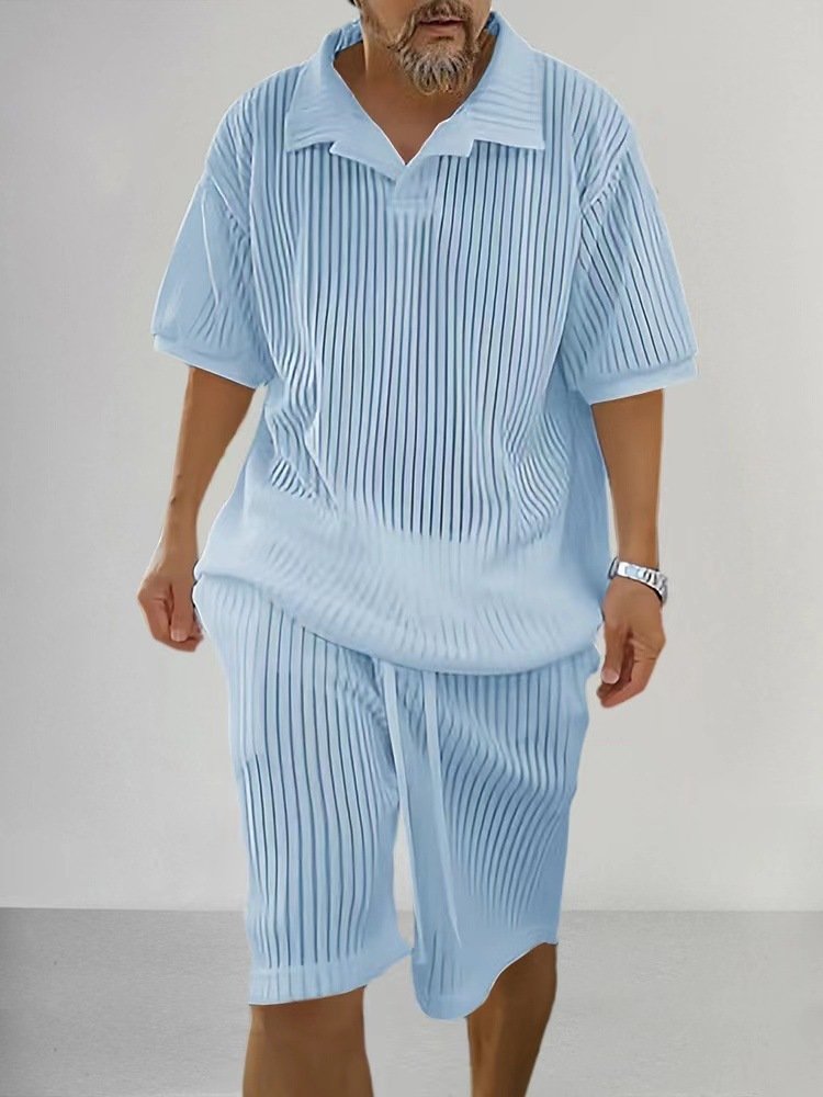 Casual Loose Short-Sleeve Top And Shorts Set Mens Clothing