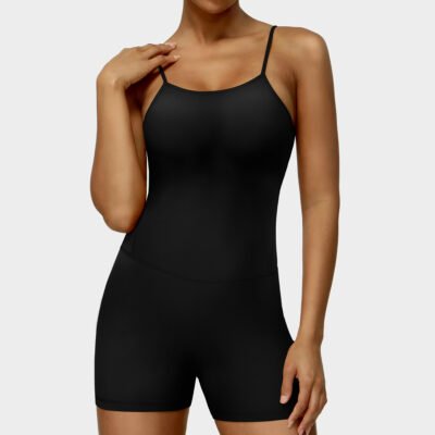 Thin Strap Yoga Clothes Shorts Suit Nude Feel One-piece Workout Top