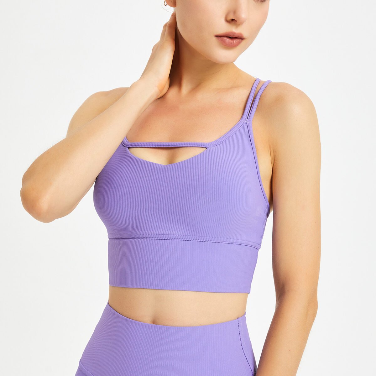 Yoga Vest Wear Spaghetti Strap Sports Underwear Workout Clothes Shockproof Push-up Bra