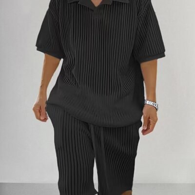 Casual Loose Short-Sleeve Top And Shorts Set Mens Clothing