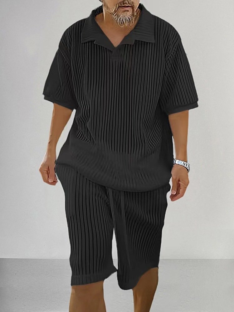 Casual Loose Short-Sleeve Top And Shorts Set Mens Clothing
