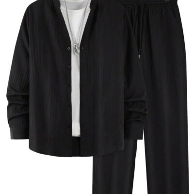 Solid-color Men's Casual Sport Two-piece Set
