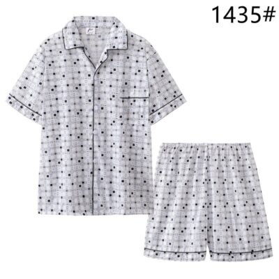 Summer Fashion Plaid Pajamas Mens Short-Sleeve Shorts