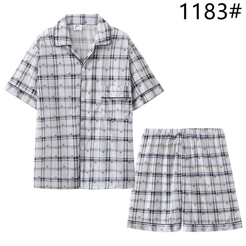 Summer Fashion Plaid Pajamas Mens Short-Sleeve Shorts