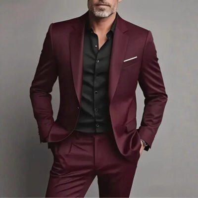 Men's Business-Casual Two-Piece Suit Set
