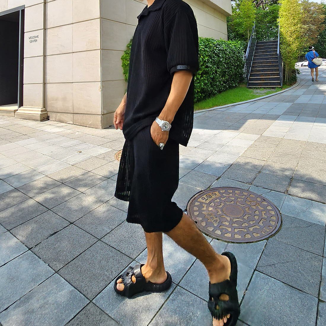 Casual Loose Short-Sleeve Top And Shorts Set Mens Clothing