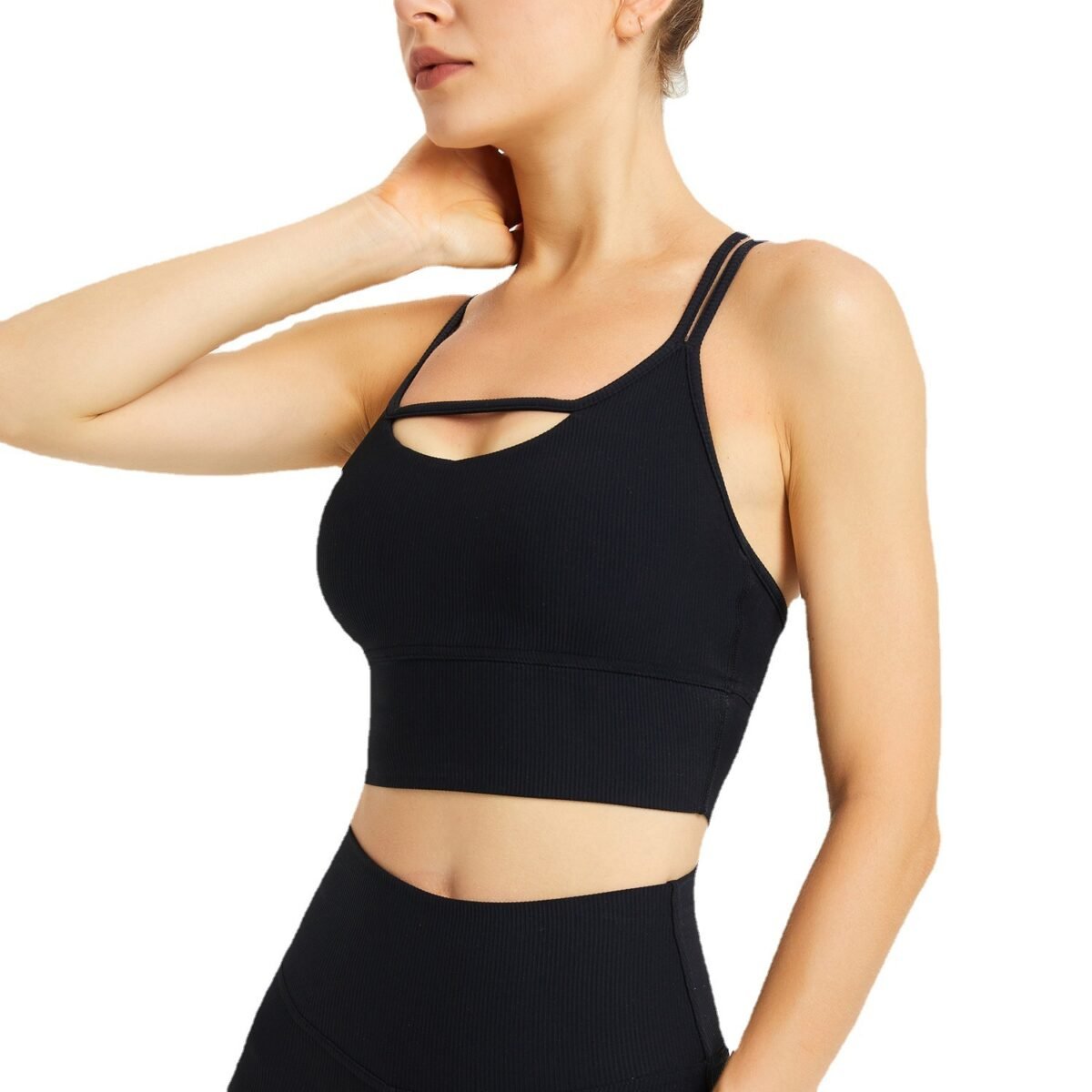 Yoga Vest Wear Spaghetti Strap Sports Underwear Workout Clothes Shockproof Push-up Bra