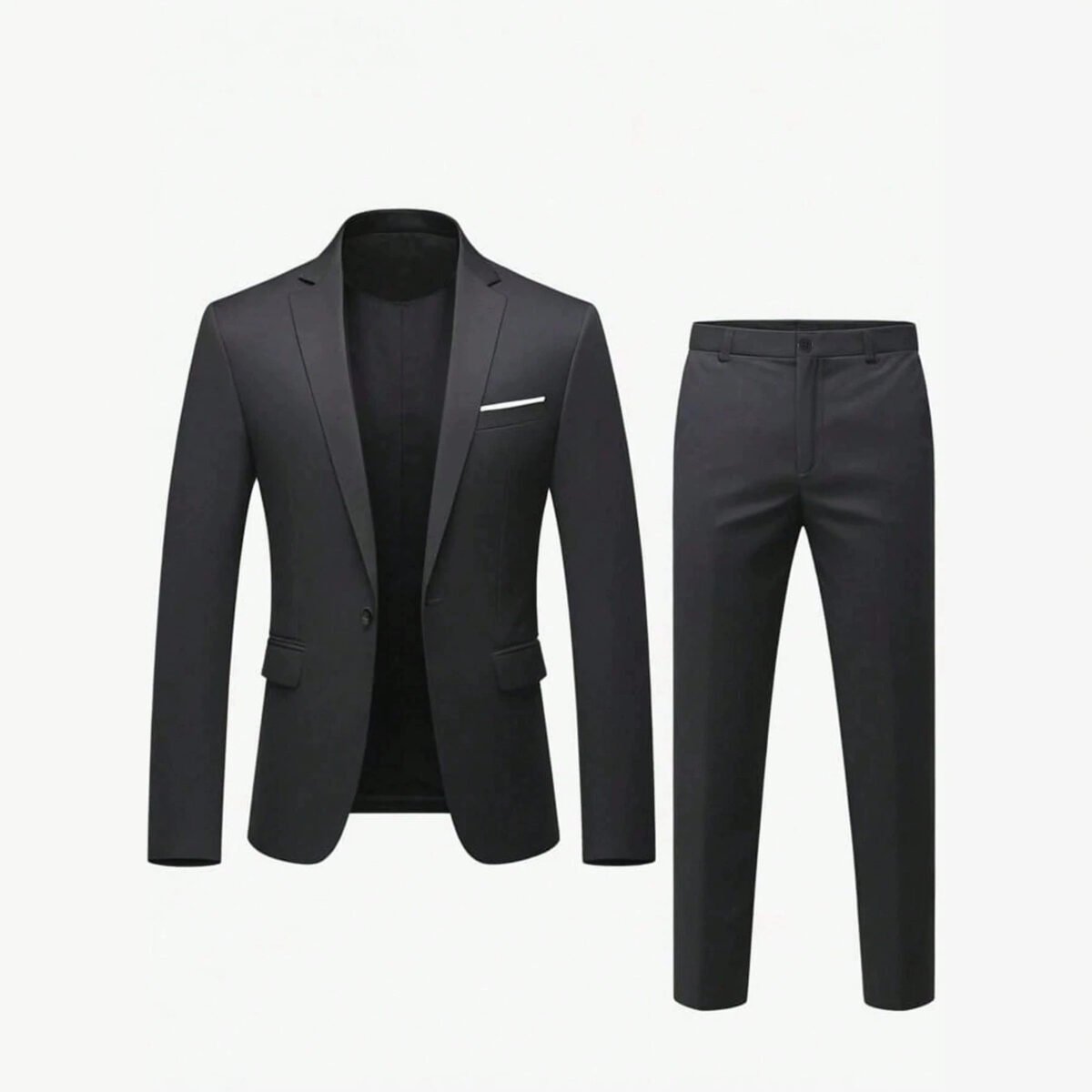 Mens Solid-Colored Suit Formal Gentlemans Suit Set