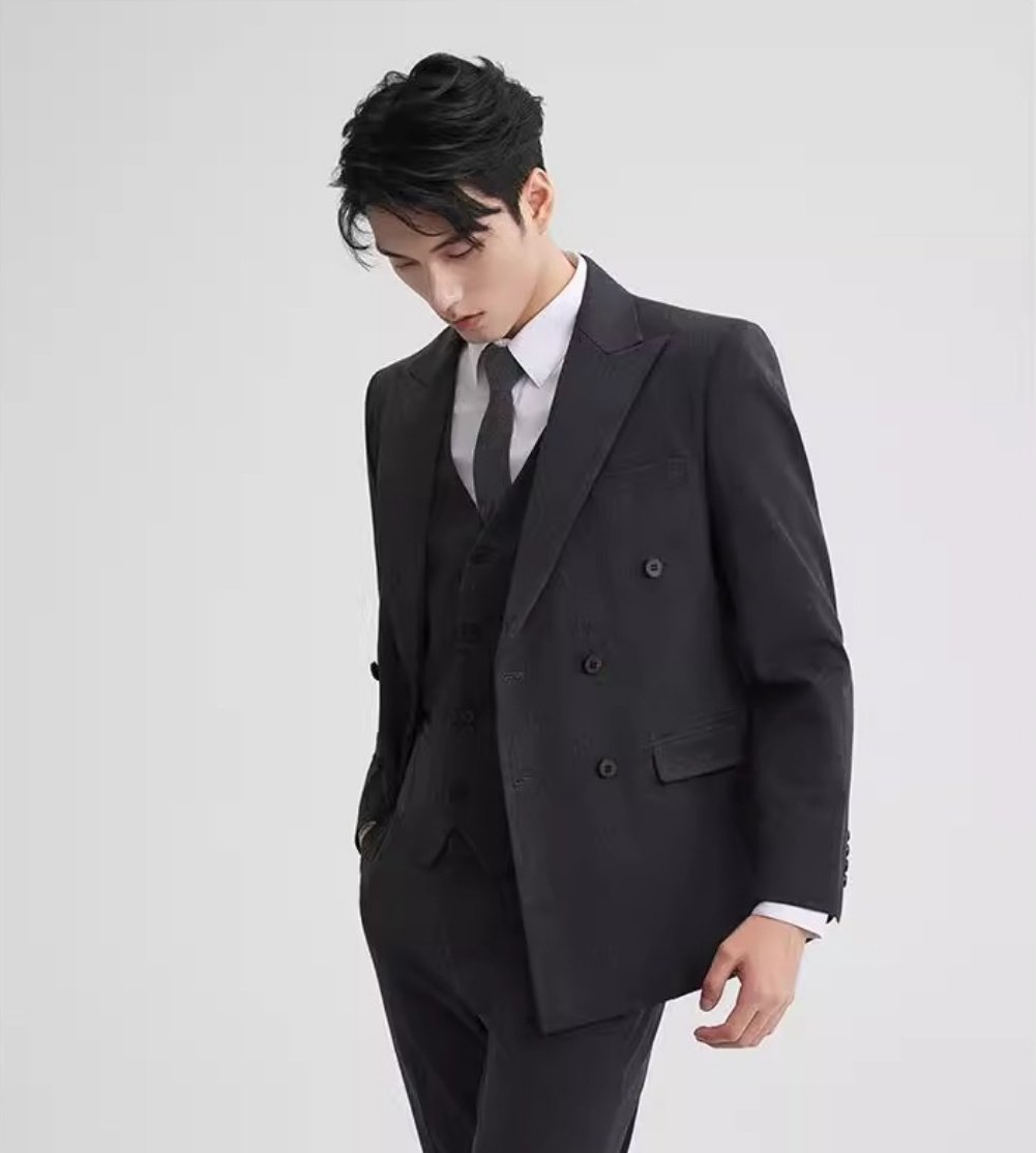 Men's Plus-Size Business-Casual Three-Piece Suit Set