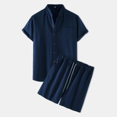 Men's Cotton-Linen Casual Loose-Fit Short-Sleeve Set