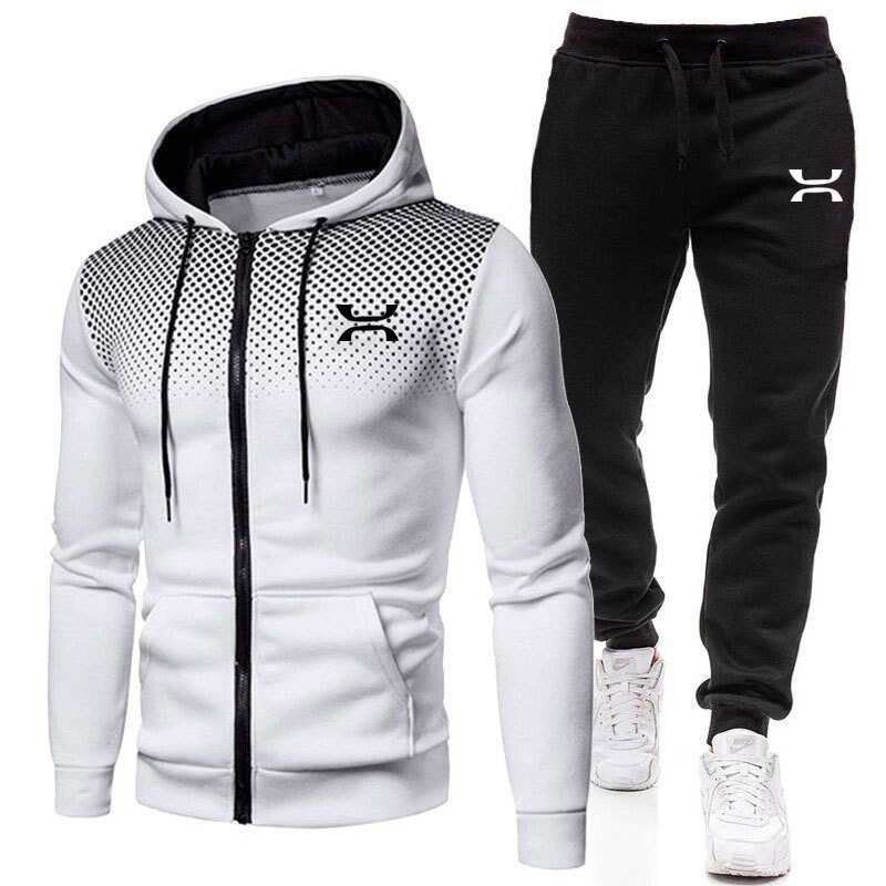 Printed Zip-Up Hoodie And Pants Training Set