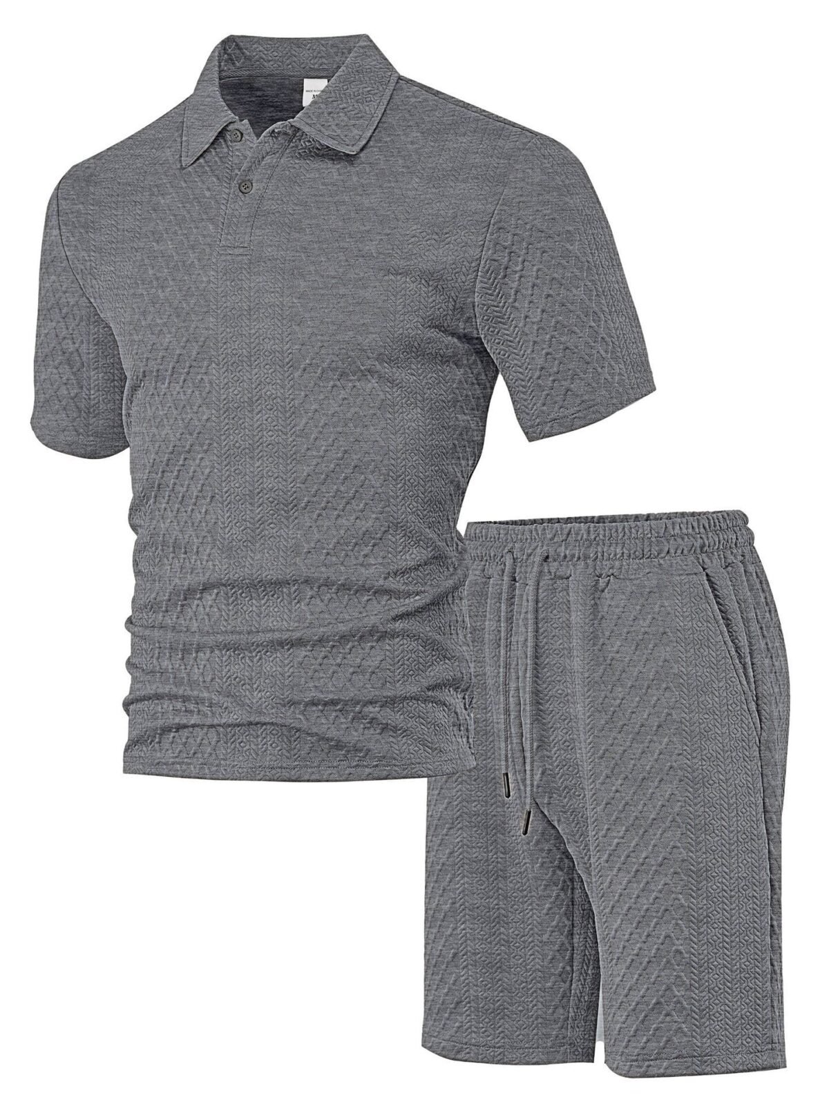 Men's Jacquard Polo Thin Collar Plaid Short-Sleeve Set
