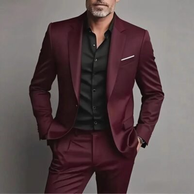 Men's Business-Casual Two-Piece Suit Set