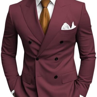 Mens Tailored Two-Piece Formal Suit With Double-Breasted Jacket