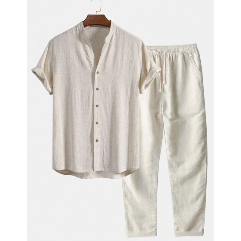 Loose Short Sleeve Shirt Trousers Suit Men