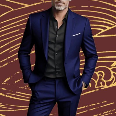 Men's Business-Casual Two-Piece Suit Set