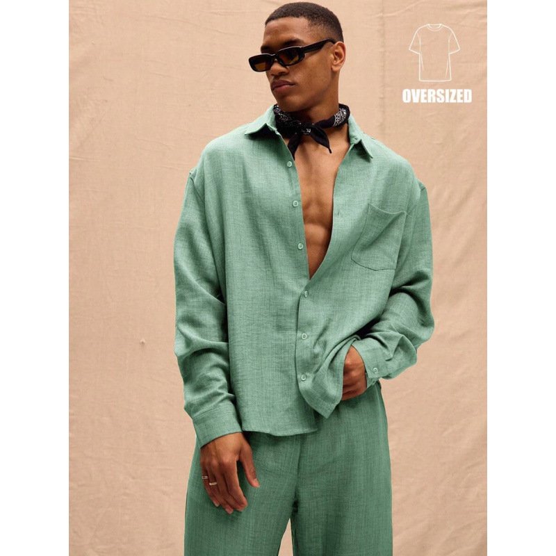 Men's Cotton-Linen Commuter Two-Piece Set