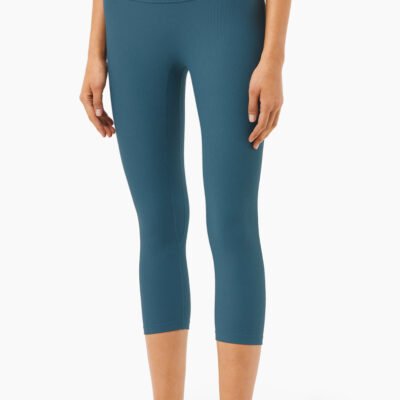 Ribbed High Waist Slim Yoga Pants Contrasting Color Waist