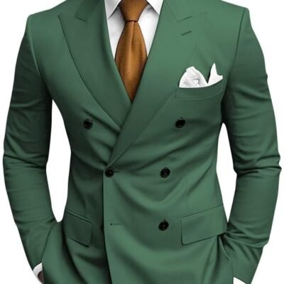 Mens Tailored Two-Piece Formal Suit With Double-Breasted Jacket