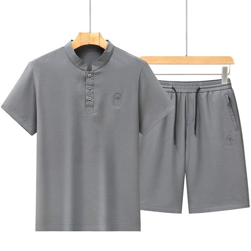 Summer Mid- To Older-Aged Men's Ice Silk Short-Sleeve Shirt