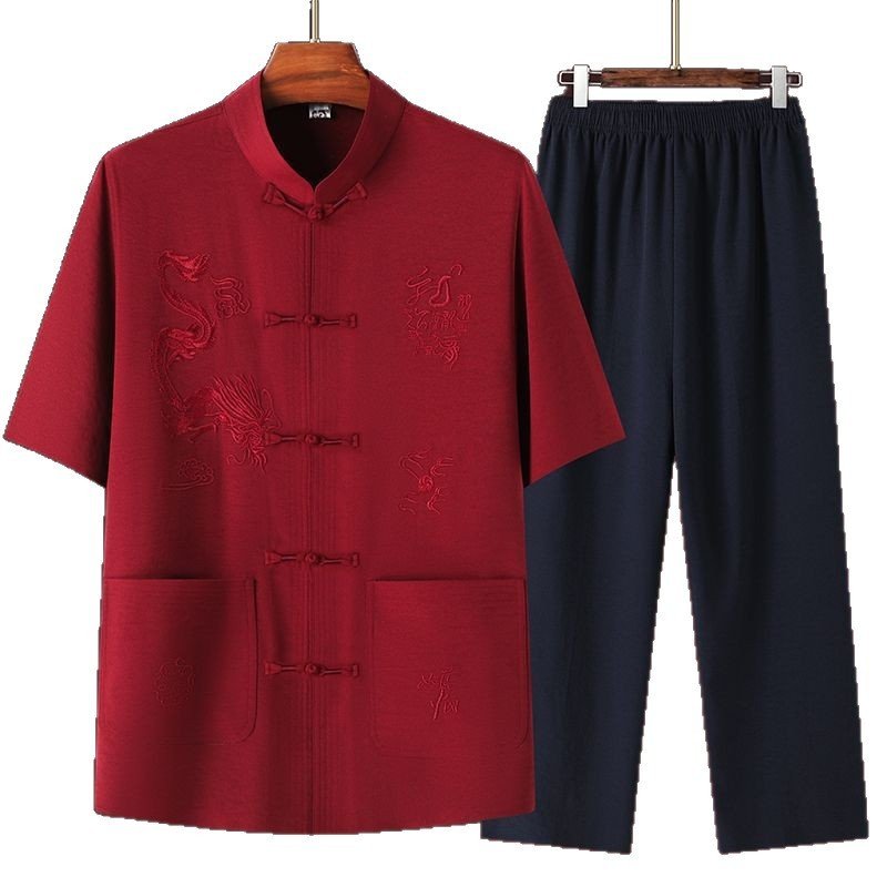 Men's Thin Casual New Chinese-style Short-sleeve Suit