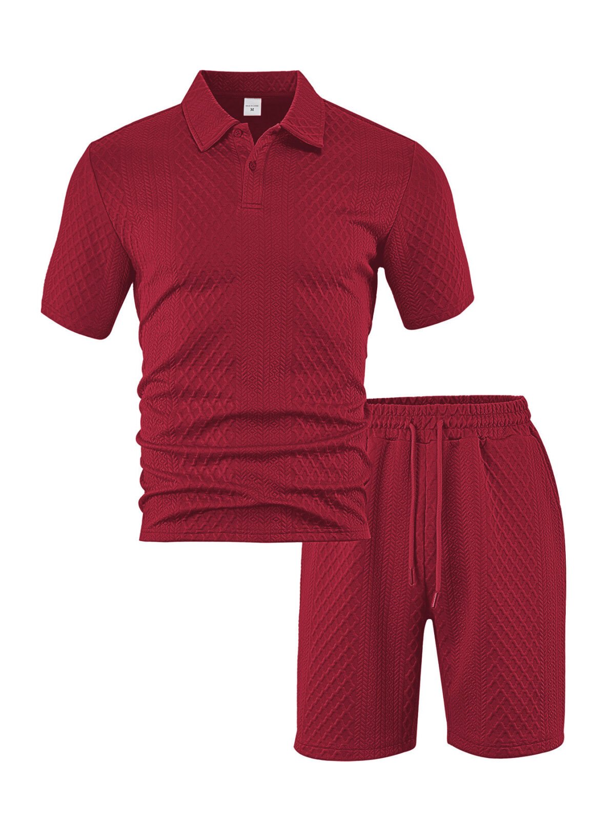 Men's Jacquard Polo Thin Collar Plaid Short-Sleeve Set