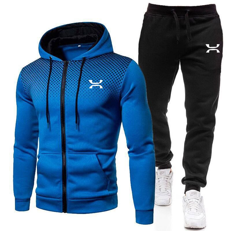 Printed Zip-Up Hoodie And Pants Training Set