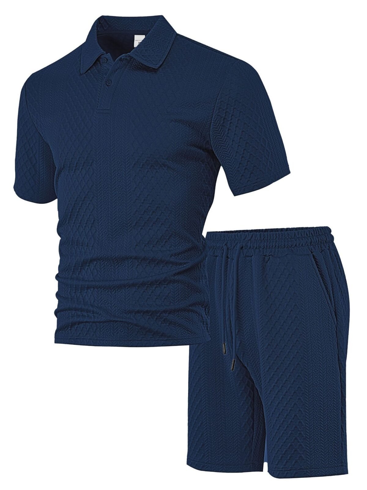 Men's Jacquard Polo Thin Collar Plaid Short-Sleeve Set